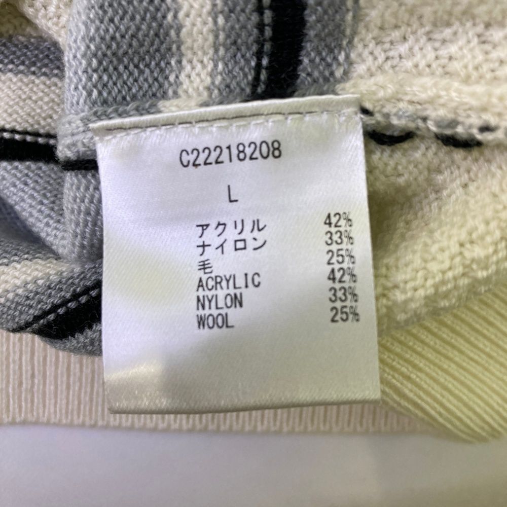 サイズ L キャロウェイ ウール混 モックネック ニットセーター ボーダー柄 ホワイト系 ゴルフウェア レディース ストスト セーター トレーナー レディースウェア ゴルフ