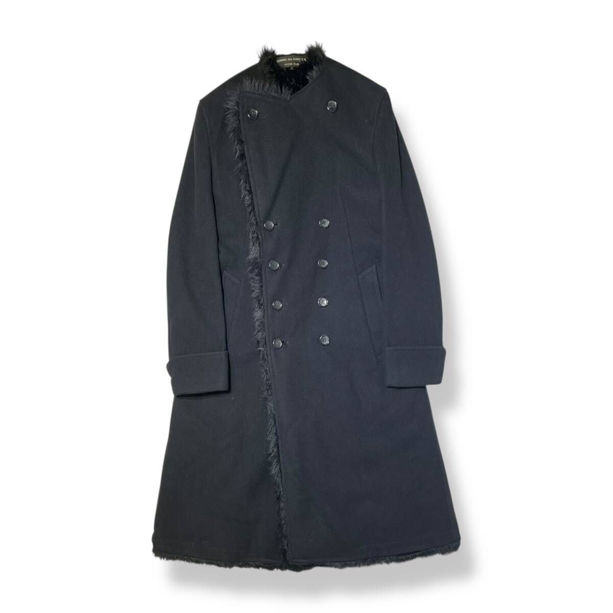23 AW COMME des GARCONS HOMME PLUS コート 内ファーダブルロングコート Sサイズ ブラック PL-C 006 コムデギャルソンオムプリュス