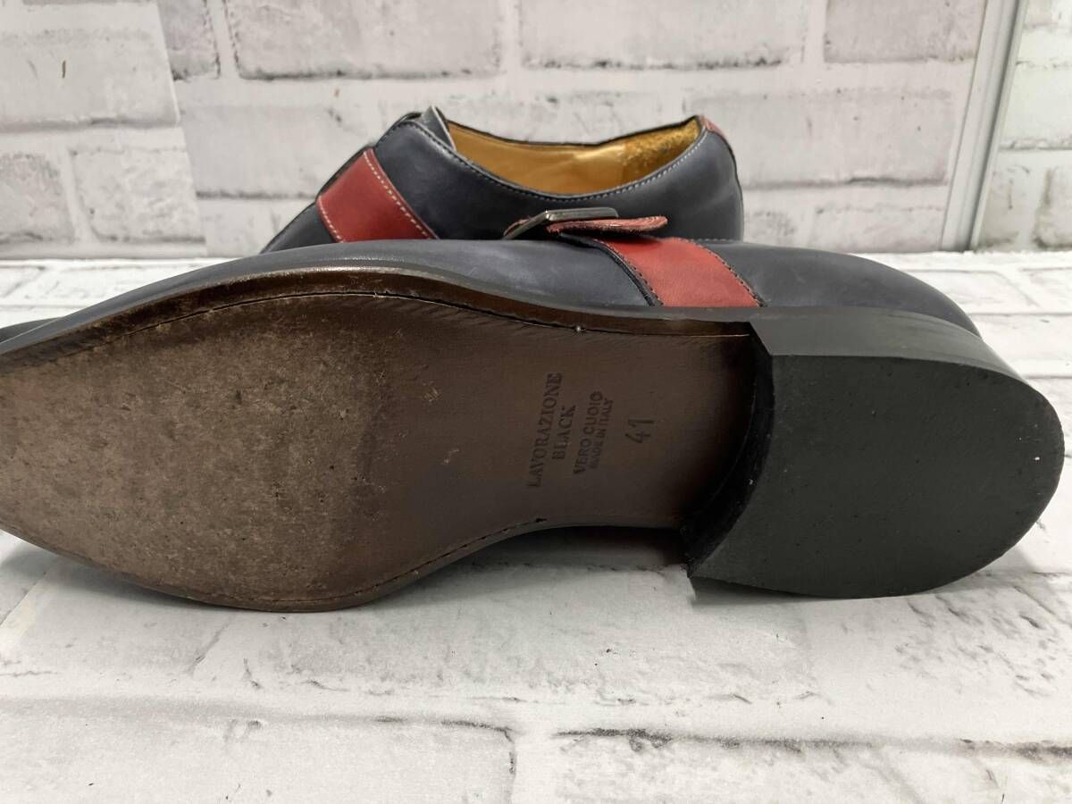 Orobianco|モンクストラップシューズ|サイズ41 約26.5 cm |ネイビーカラー|オロビアンコ|ビジネス|革靴 春夏対応 イージーパンツ