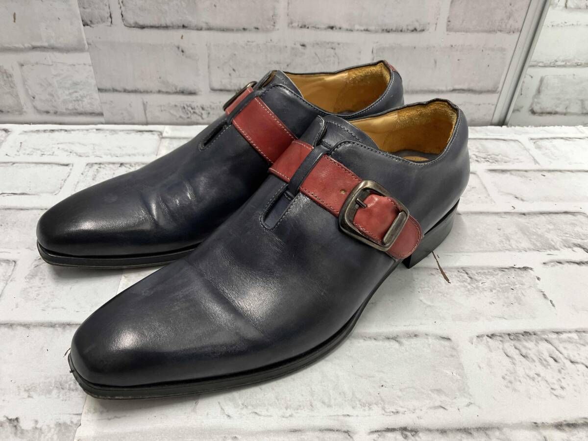 Orobianco モンクストラップシューズ サイズ41 約26 5 cm ネイビー オロビアンコ ビジネス 革靴