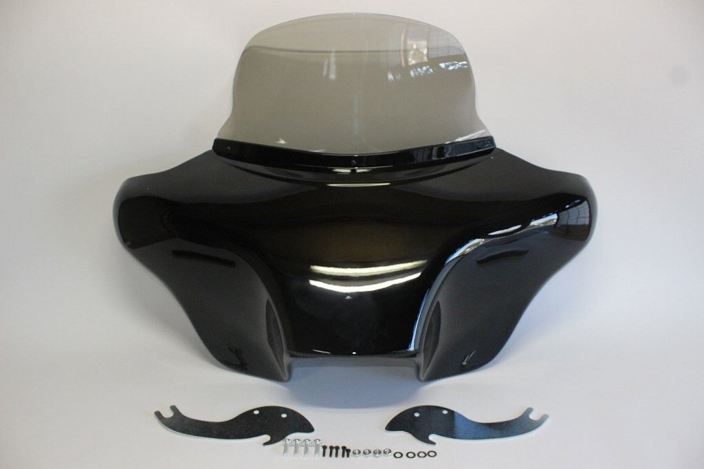 harley用 Heritage Fatboy Softail 4スピーカー フェアリング ライトスモーク ロング スクリーン ＆ ステー セット B