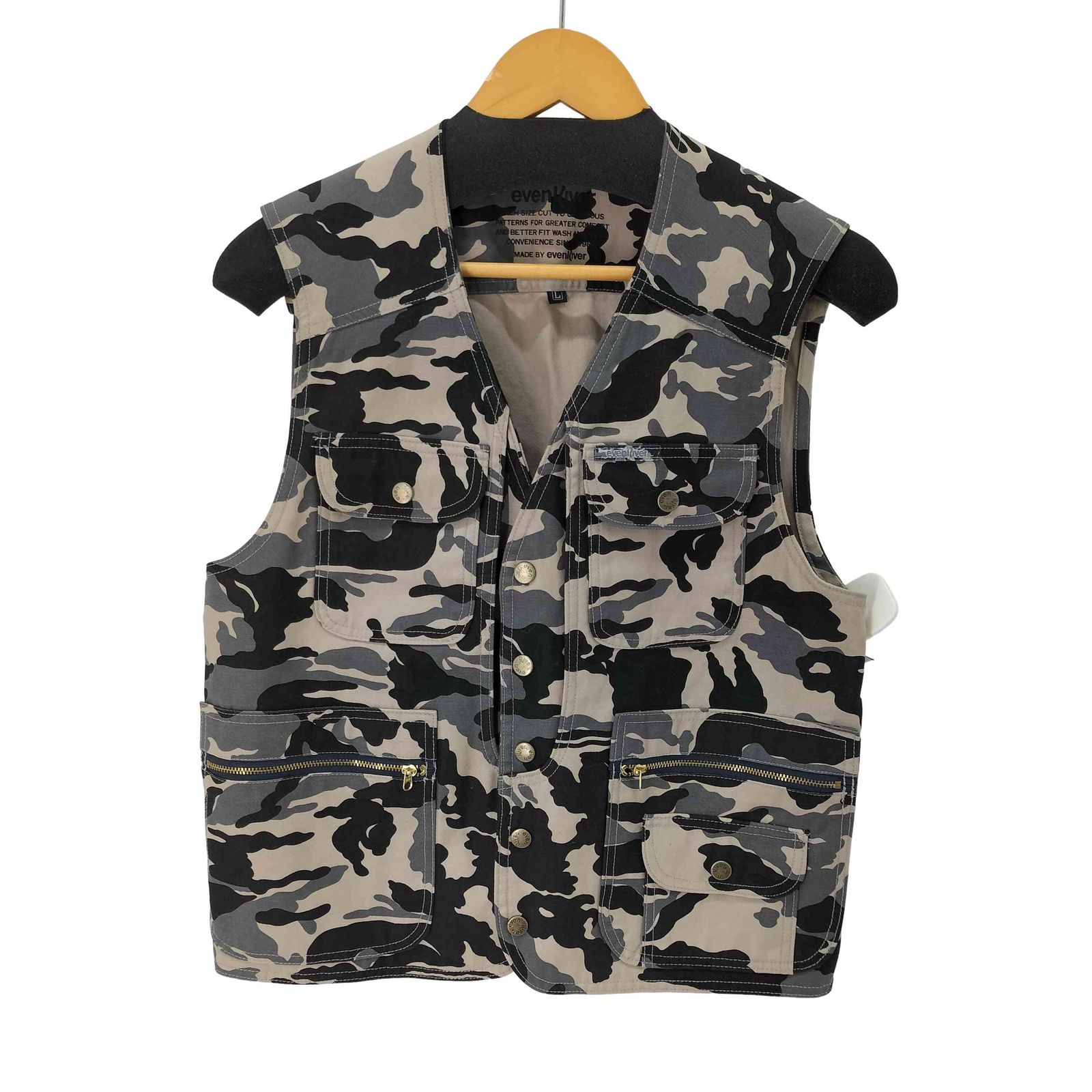 イーブンリバー EVENRIVER カモフラ フィッシングベスト メンズ JPN：L 