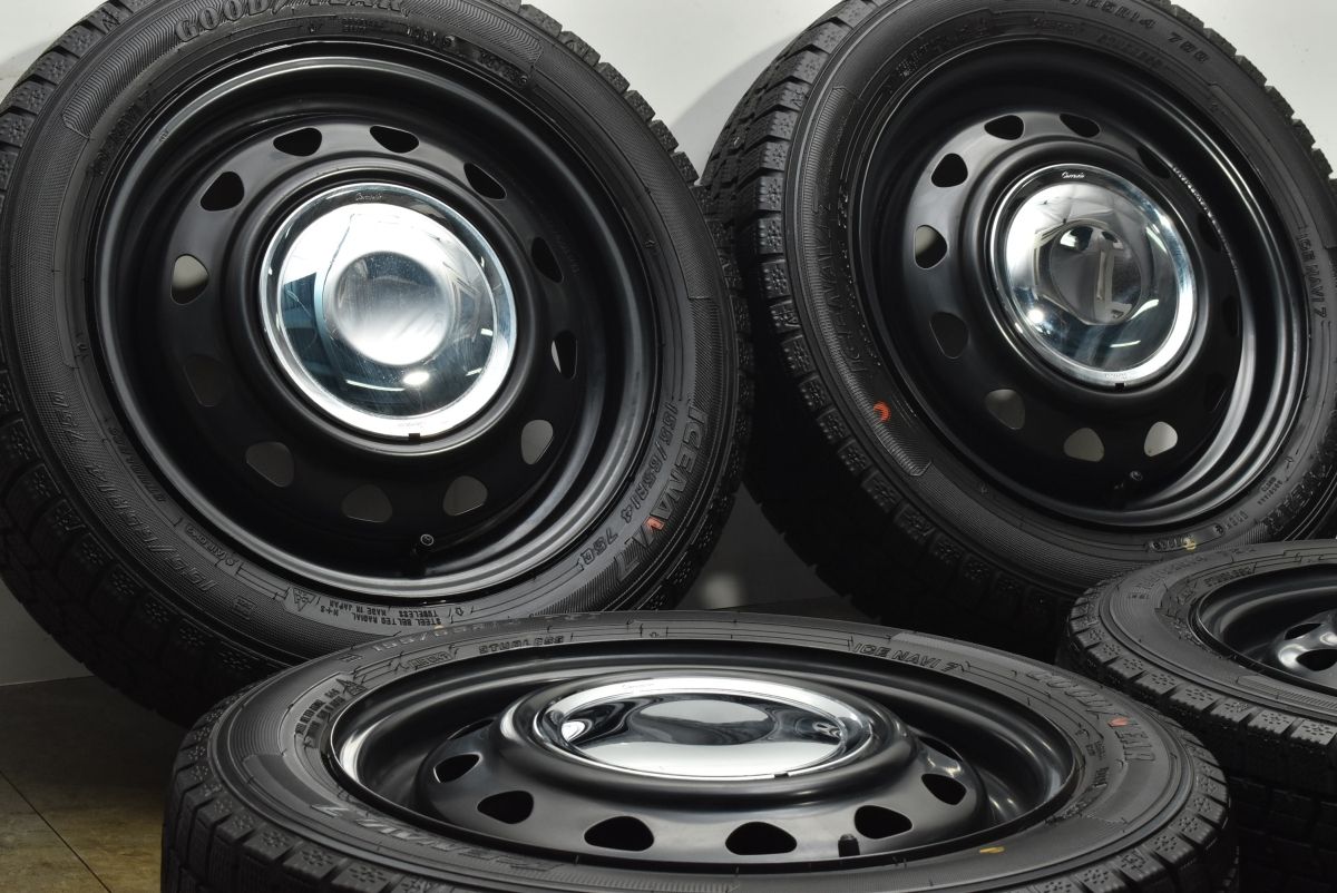バリ溝 ネオキャロ 14 in 4 5 J 45 PCD 100 114 3 グッドイヤー アイスナビ7 155 65 R N BOX デイズ ワゴンR アルト ムーブ タント