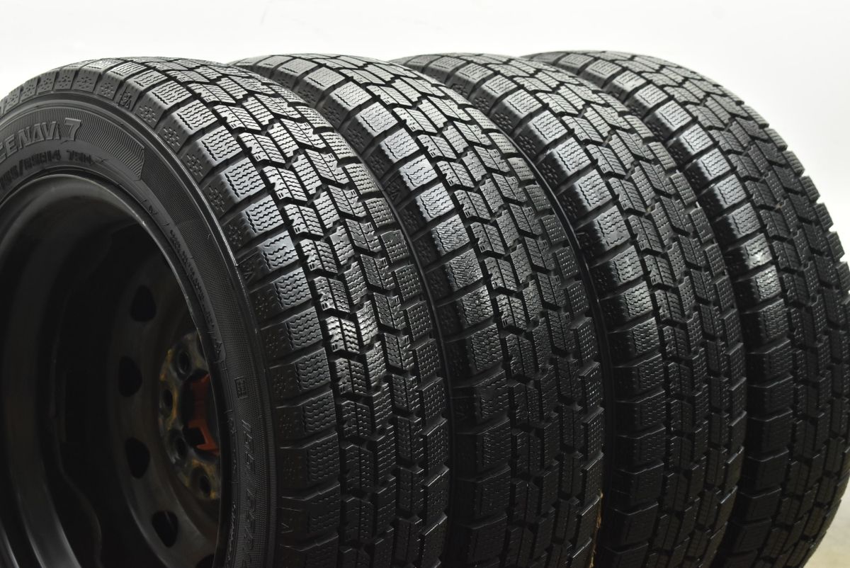  バリ溝 ネオキャロ 14 in 4 5 J 45 PCD 100 114 3 グッドイヤー アイスナビ7 155 65 R N BOX デイズ ワゴンR アルト ムーブ タント 14インチ タイヤ ホイールセット