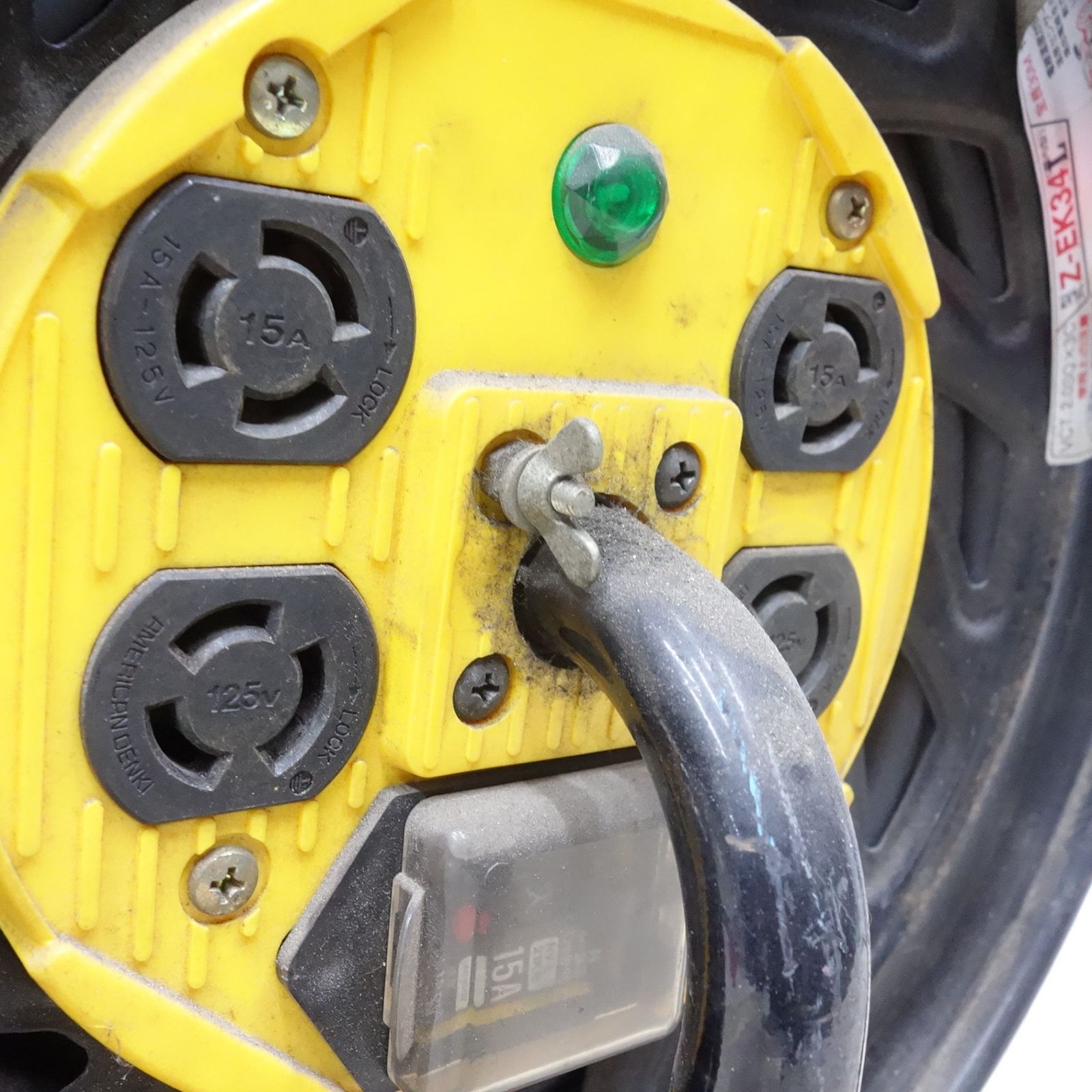 ◆日動 マジックリール コードリール Z-EK 34 L 屋内型 全長 30 m VCT.2.0 SQ×3 C 電工 ドラム 温度センサー ブレーカー 付 ロック 引掛 式◆