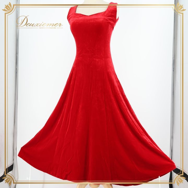 フラダンス衣装ノースリーブドレス レッド フラダンス 衣装 ワンピース ドレス レッド系 ワンカラー ベロア