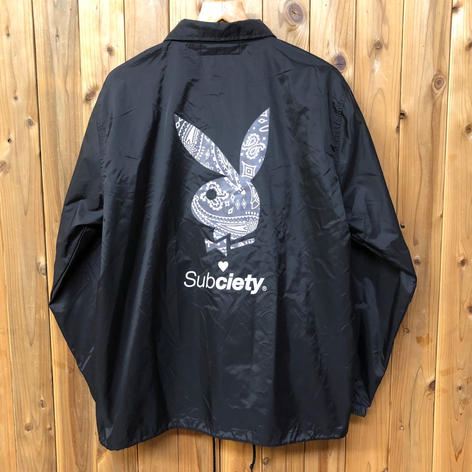 PLAYBOY×Subciety コラボ サイズXL 黒 ナイロンジャケット コーチ