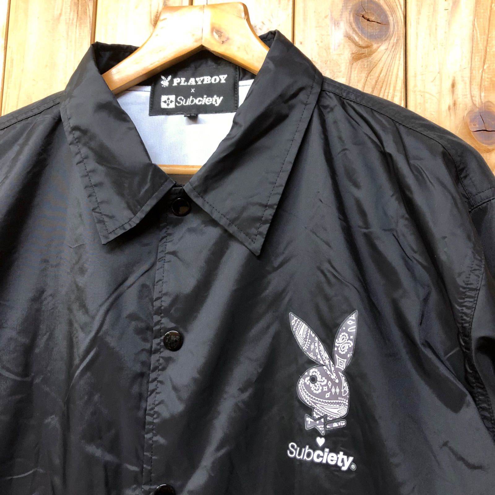 PLAYBOY×Subciety コラボ サイズXL 黒 ナイロンジャケット コーチ 