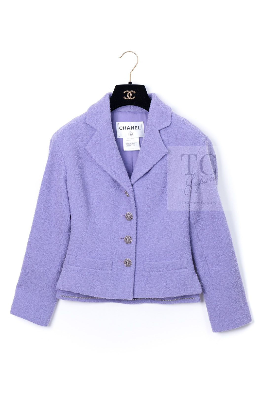 シャネル ジャケット CHANEL ラベンダー パープル ココ ボタン