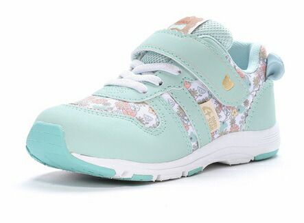 激安大特価，SALE 【moonstar】CARROT CR C2353 MINT ミント ムーンスター キャロット 子供靴 キッズ スニーカー 抗菌防臭 小花柄 スニーカー