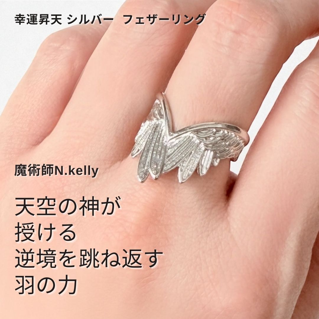 K 526 強い力漲る ウラノスの魔術 幸運昇天 シルバー フェザーリング フリーサイズ 魔術師 N.Kelly モテる 引き寄せ 金運 財運 恋愛運 開運 強力 魔除け 縁結び 成就 パワーストーン アクセサリー おまじない 占い 成功運 仕事運 対人運 幸運