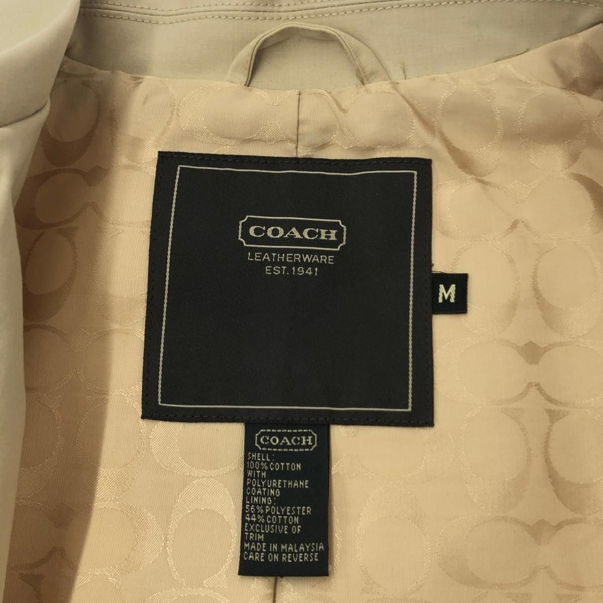 COACH コーチ ステンカラーコート サイズ:M 裏地シグネチャー柄 
