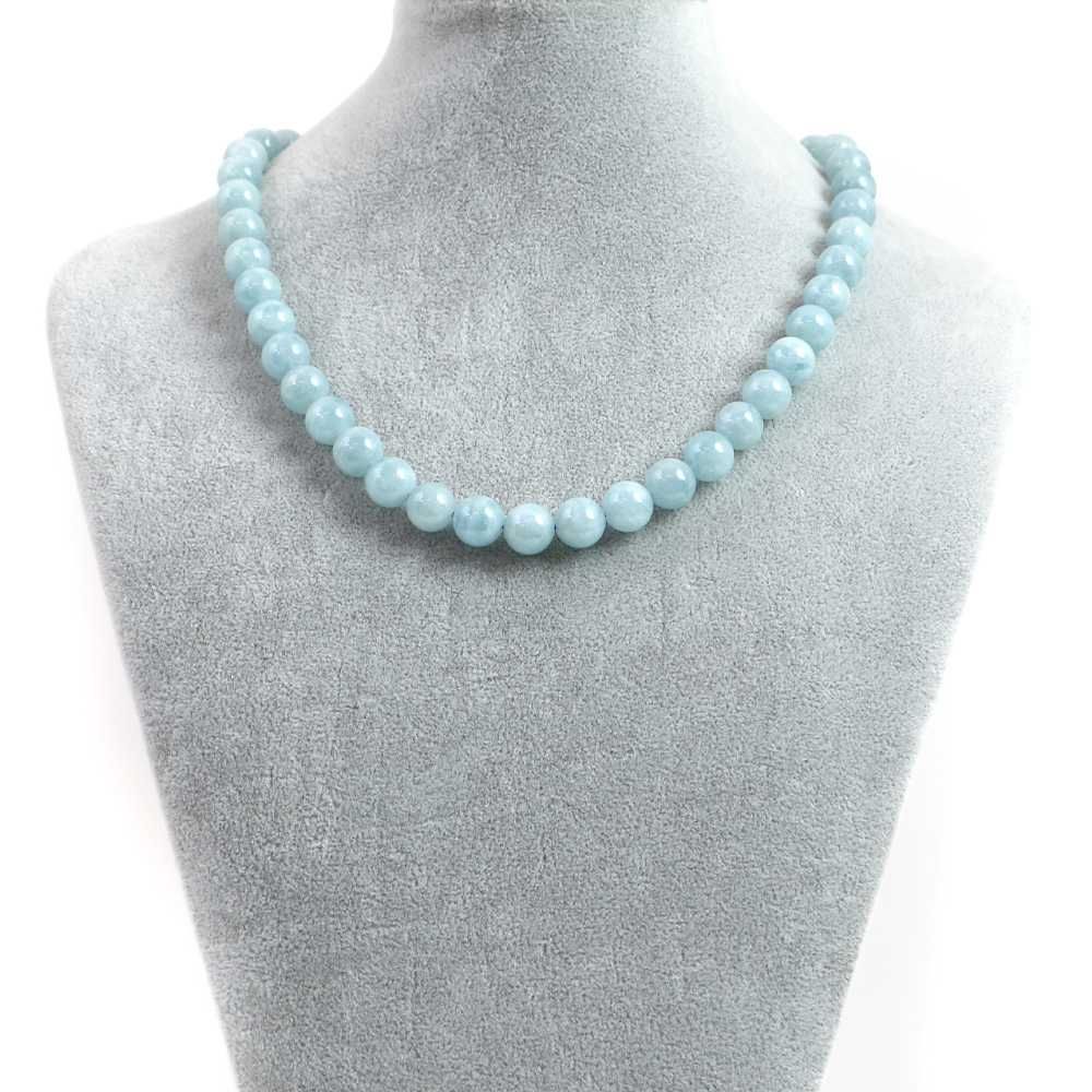 シンプルストーンネックレスアクアマリン 丸玉 10 mm 天然石ビーズパワーストーン