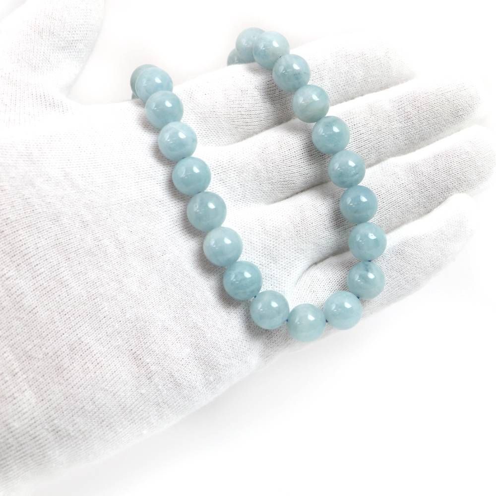 シンプルストーンネックレスアクアマリン 丸玉 10 mm 天然石ビーズパワーストーン