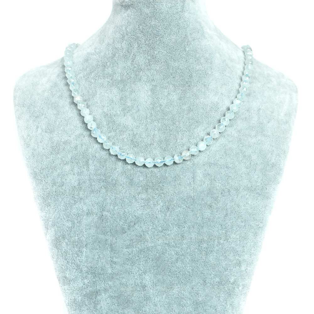 アクアマリン フリーカット 天然石 パワーストーン 幸せな結婚に導く シンプルストーンネックレス アクアマリン【ダイヤカット】6mm【天然石