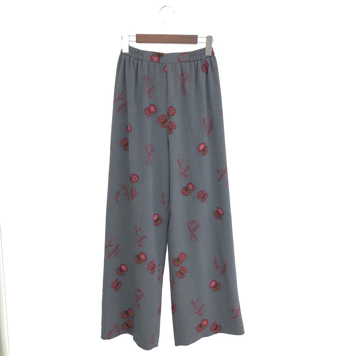 Hitoshi Tamura ヒトシタムラ 和柄ワイドパンツ 詩仙堂/ちりめん グレー レディース / 240001172474
