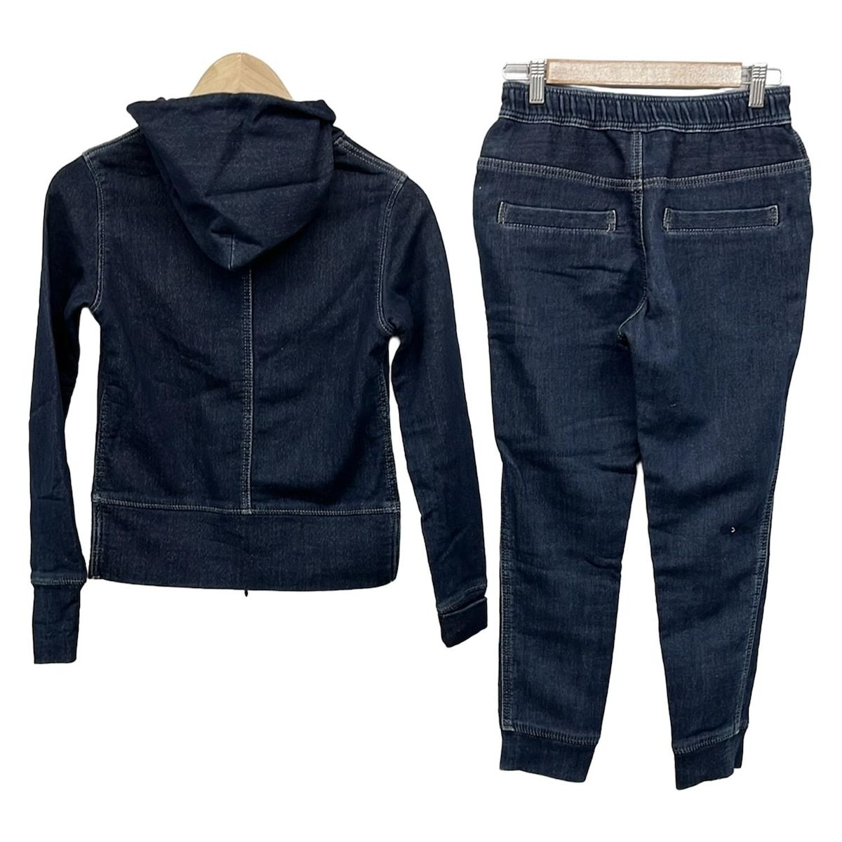 YANUK ヤヌーク レディースパンツセットアップ レディース - ネイビー デニム|ウエストゴム|ジップアップ