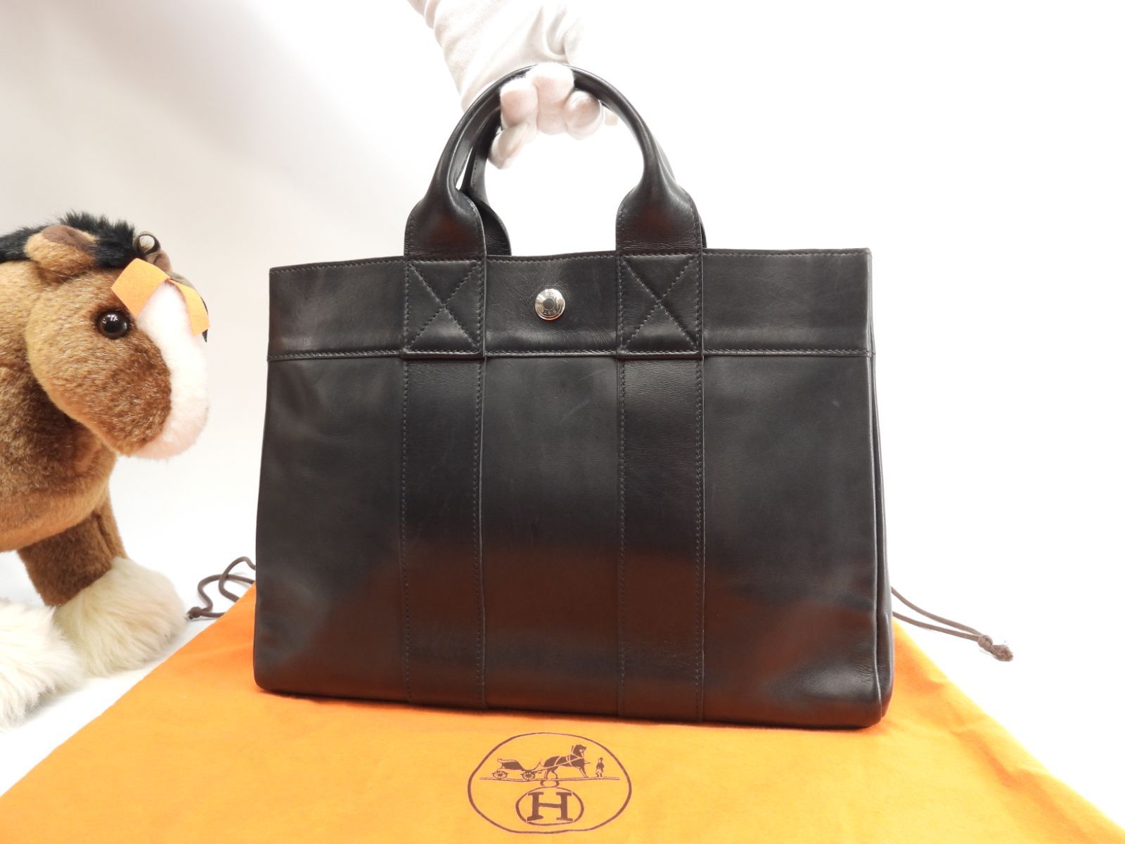 エルメス トートPM フールトゥ カーフレザー黒 ハンドバッグ トートバッグ □E 14