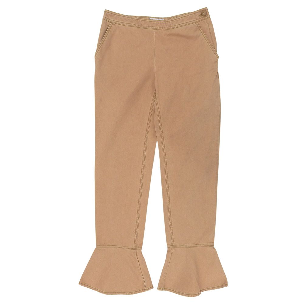 CHANEL シャネル ココマークパッチ コットンフ パンツ ボトムス レディース ライトブラウン 40 01 T 2001年