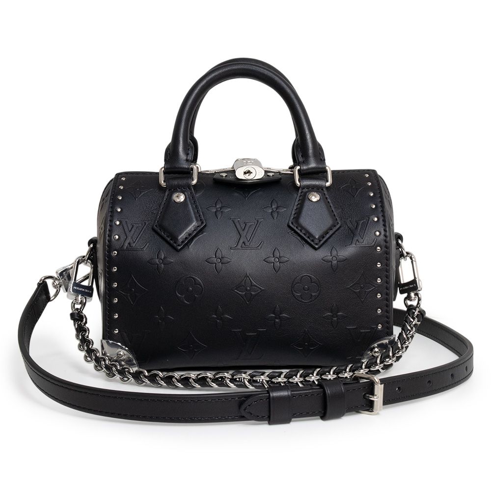 （新品・未使用品）ルイ ヴィトン LOUIS VUITTON スピーディ トランク 20 2Way 斜め掛け ショルダー ハンドバッグ モノグラムボールド レザー ブラック シルバー金具 M14575 ルイ ヴィトン スピーディ トランク 20 2Way 斜め掛け ショルダー