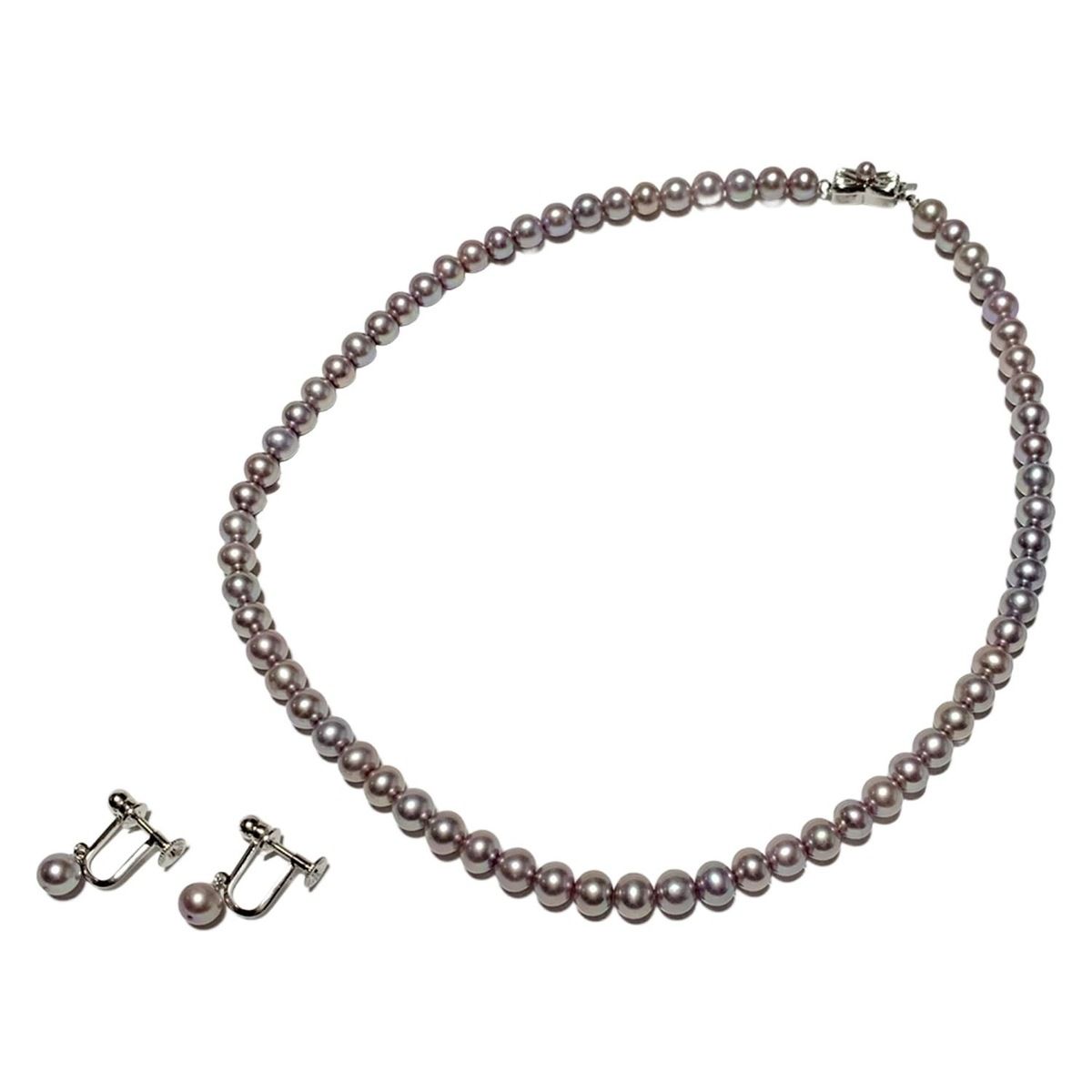 田崎真珠|TASAKI タサキシンジュ アクセサリー - シルバーグレー ネックレス×1点|イヤリング×1点