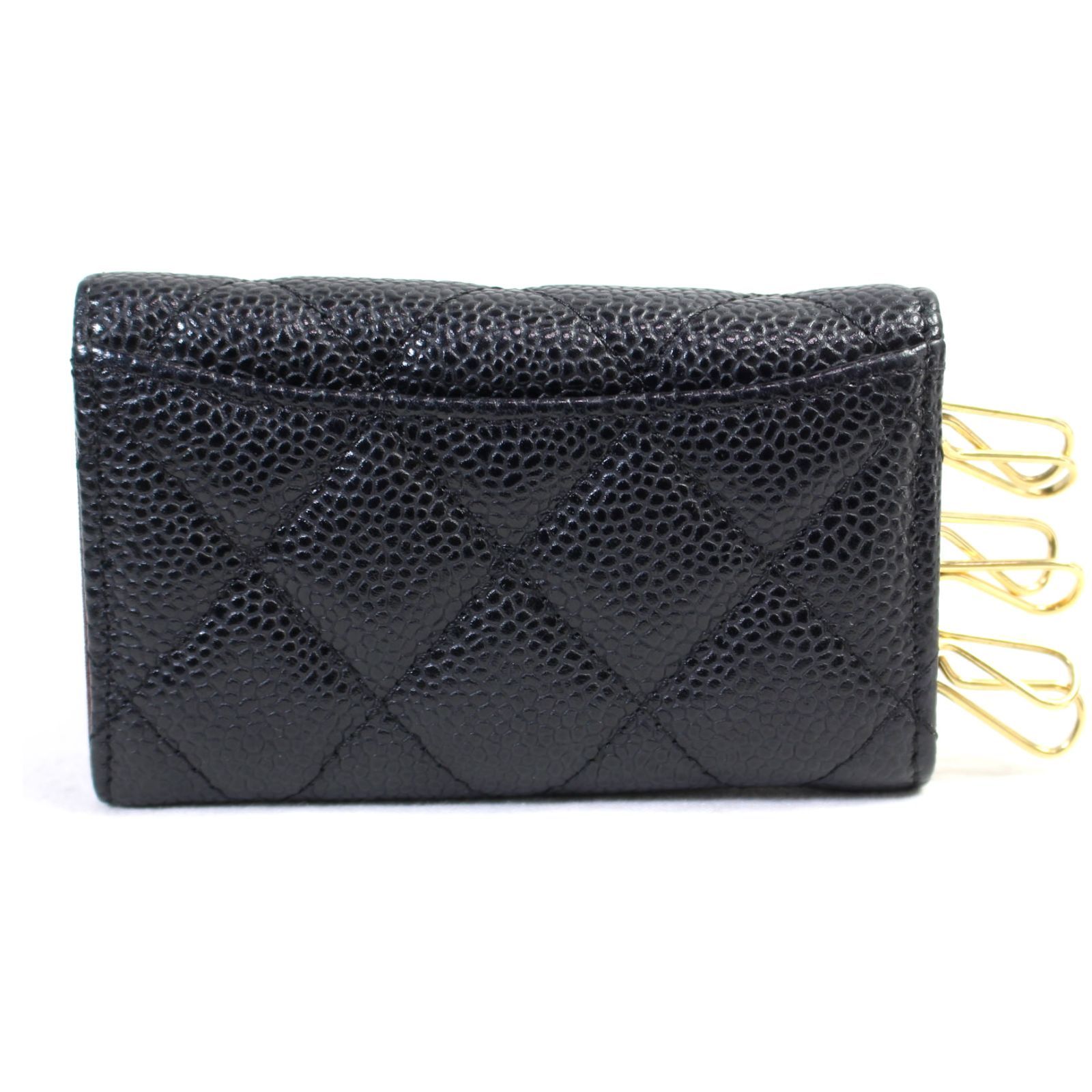 シャネル マトラッセ キャビアスキン キーケース ブラック ゴールド金具 22番 10901