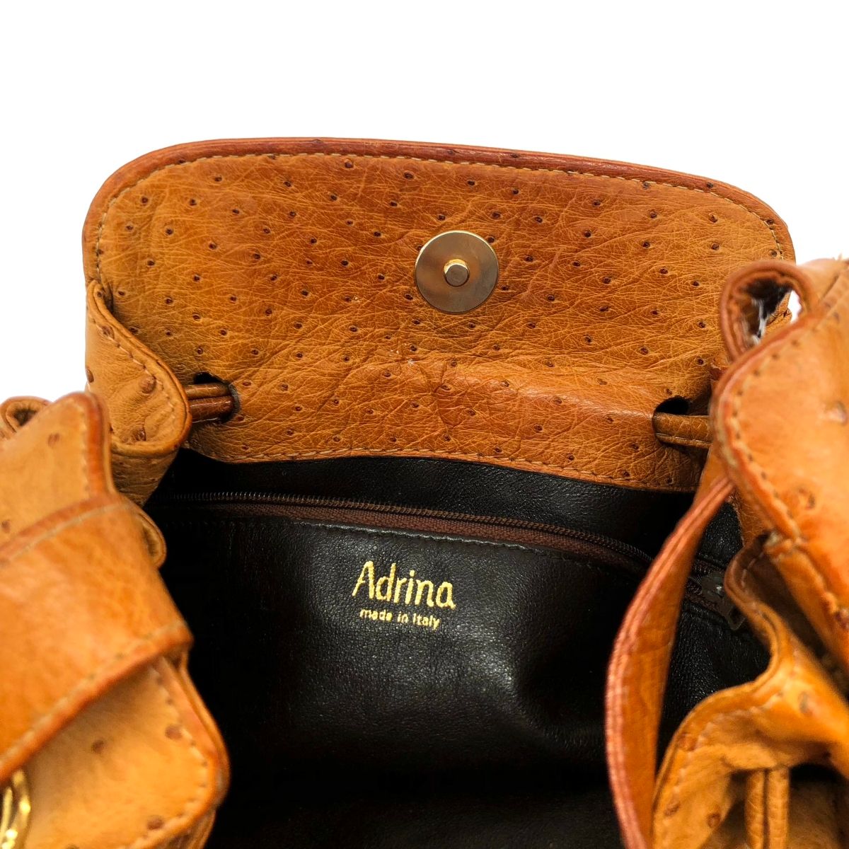 Adrina アドリナ 巾着ショルダーバッグ  フルポイント/オーストリッチ/キャメル    ブラウン レディース / 240001174046 Adrina アドリナ 巾着ショルダーバッグ フルポイント/オーストリッチ
