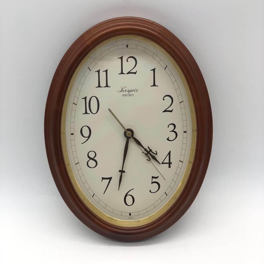 ss8136 【中古】 セイコー 木製 壁掛け時計 スクエア おまけの時計付き