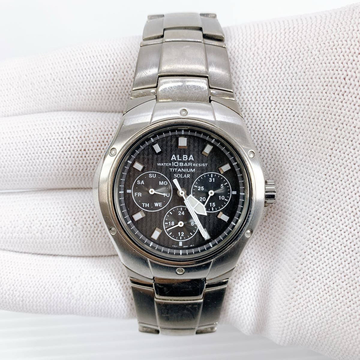 H-097 SEIKO セイコー ALBA アルバ 腕時計 V14J-0AA0 ソーラー チタン