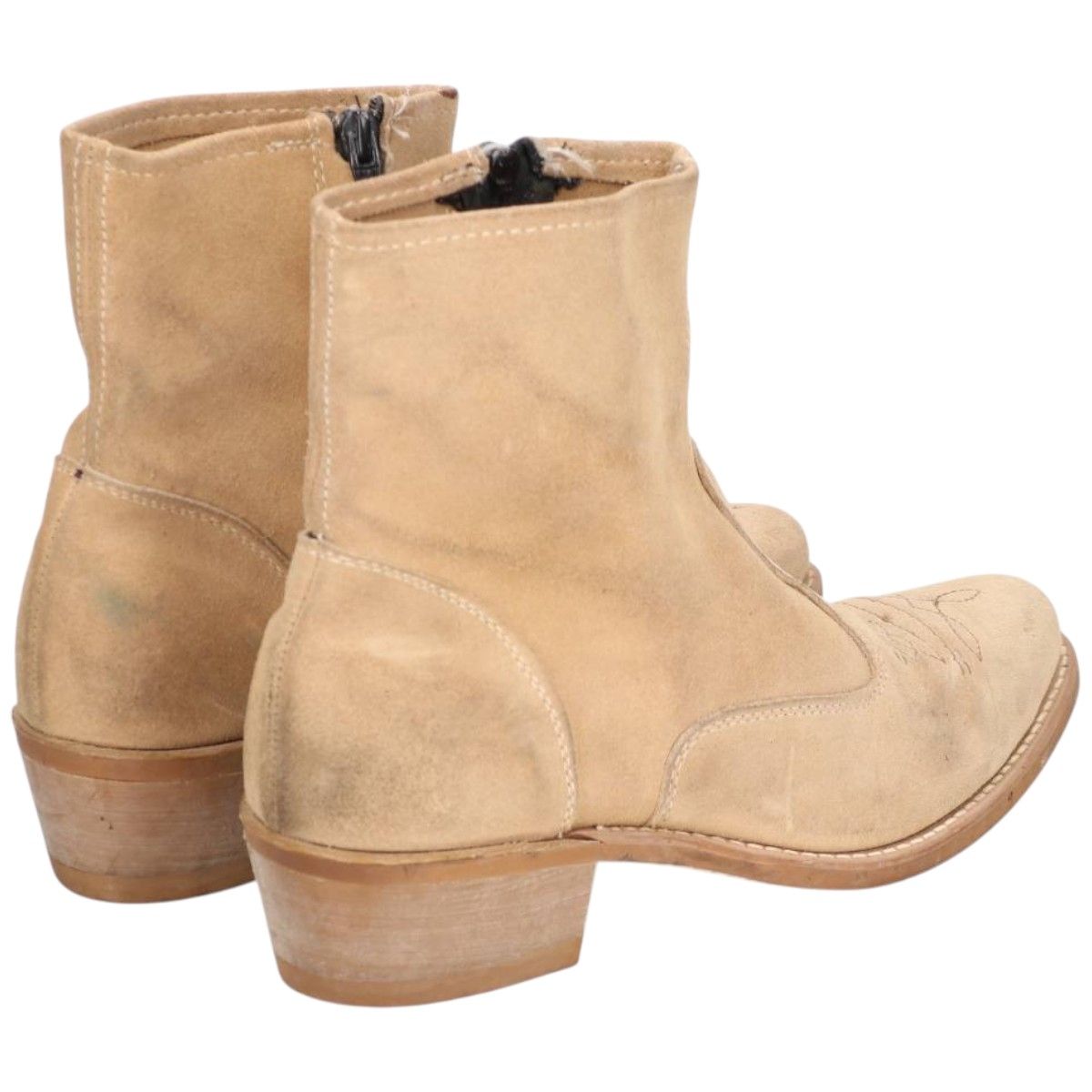 古着 サイドジップ スエード ショートウエスタンブーツ 9 1/2D メンズ