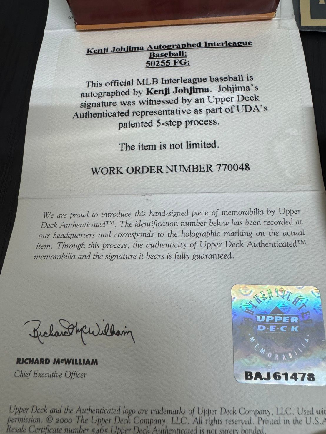 希少 程度極上未使用品 送料込み】MLB サインボール 城島健司