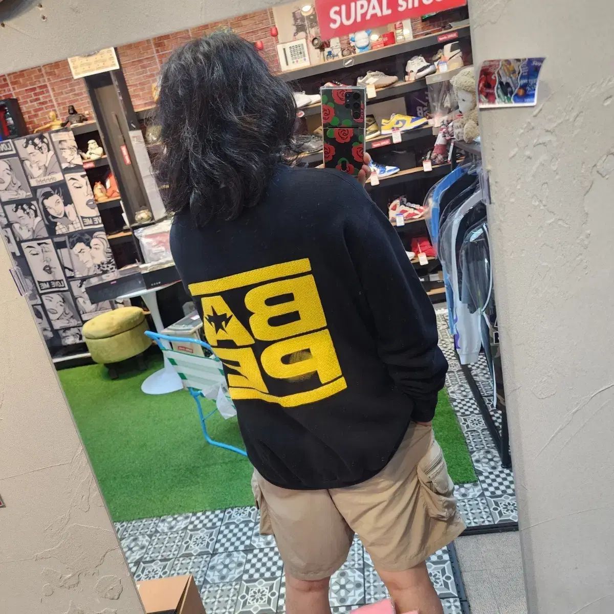 APE アベイシングエイプ スウェット クルーネック ビッグロゴ L L BAPE A BATHING APE アベイシングエイプ ビックロゴ クルーネック