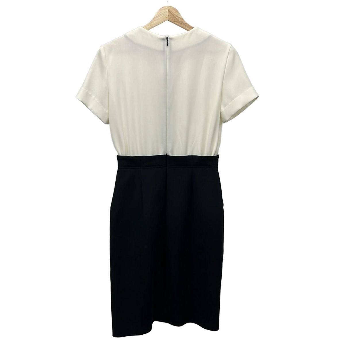 YOKO CHAN ヨーコ チャン ワンピース サイズ38 M レディース 黒 白 クルーネック 半袖 ひざ丈