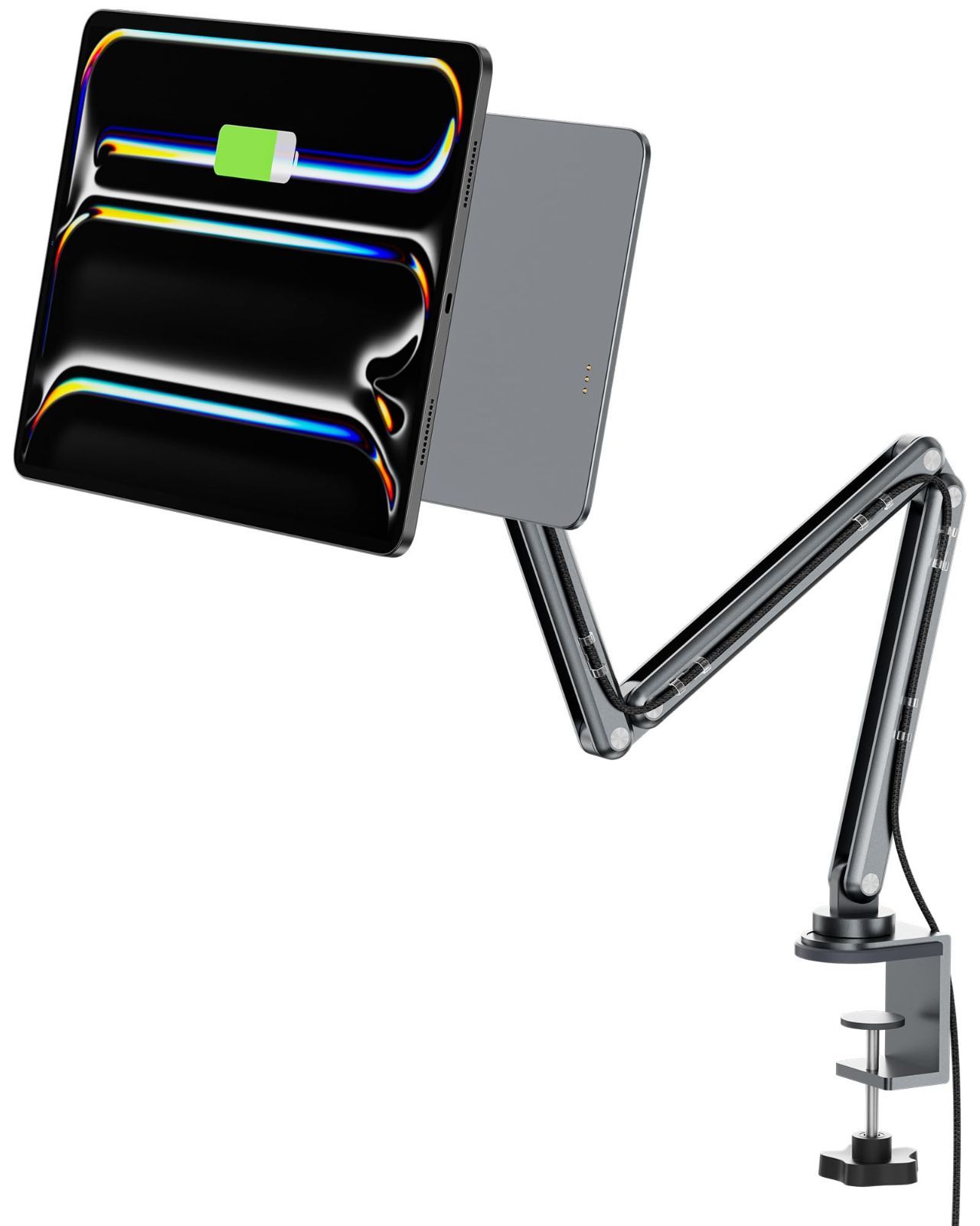 KU XIU X 36 PRO MAX iPad Air 13インチ M 3 2 12.9インチ 第3～6世代 対応 アーム式マグネットスタンド 一体型ワイヤレス充電対応 絵描き 充電両用スタンド 無段階高さ 角度 回転