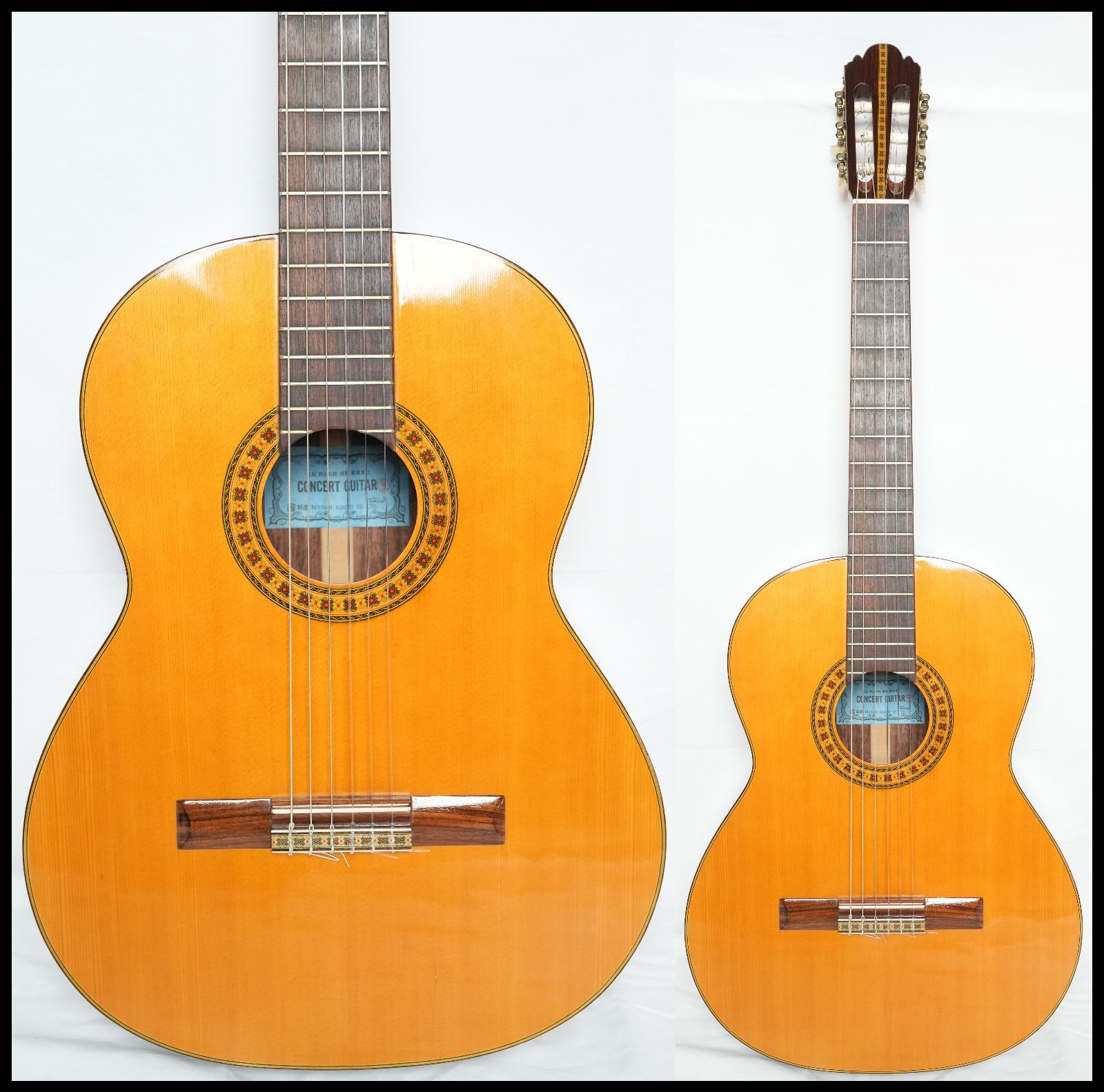NISSHIN KOGYO CONCERT GUITAR 1975 3 クラシックギター 野上三郎 新堀ギター