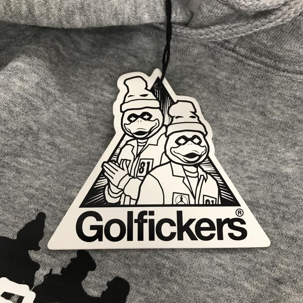 新品】ゴルフィッカーズ パーカー 杢グレー 裏起毛 後ビッグプリント