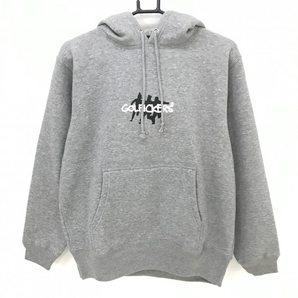 新品】ゴルフィッカーズ パーカー 杢グレー 裏起毛 後ビッグプリント