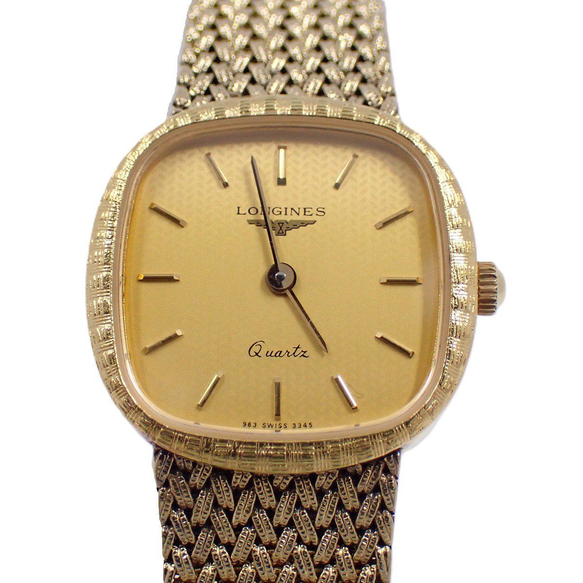 ロンジン スクエア型 クォーツ レディース 腕時計 ゴールドGP 純正