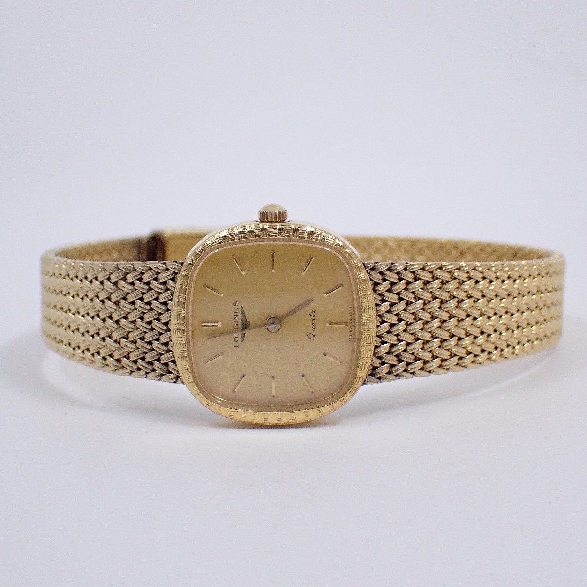 ロンジン スクエア型 クォーツ レディース 腕時計 ゴールドGP 純正