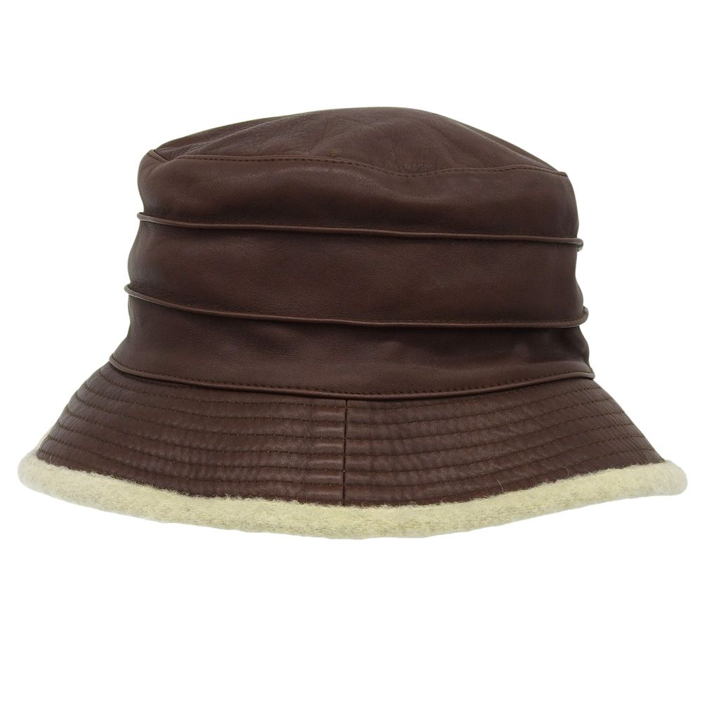 【5000円お値下げしました】エルメスハット（ブラウン新品） HERMES エルメス MOTSCH レザーハット バケットハット 小物 メンズ