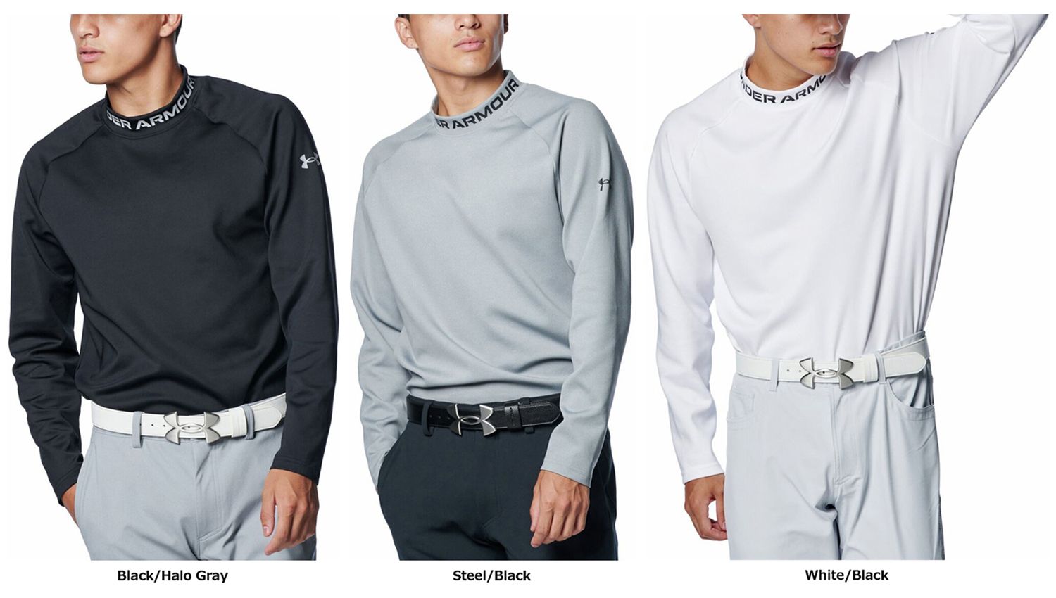 パーリーゲイツ 半袖ハイネックシャツ 白×黒 ボーダー コットン混