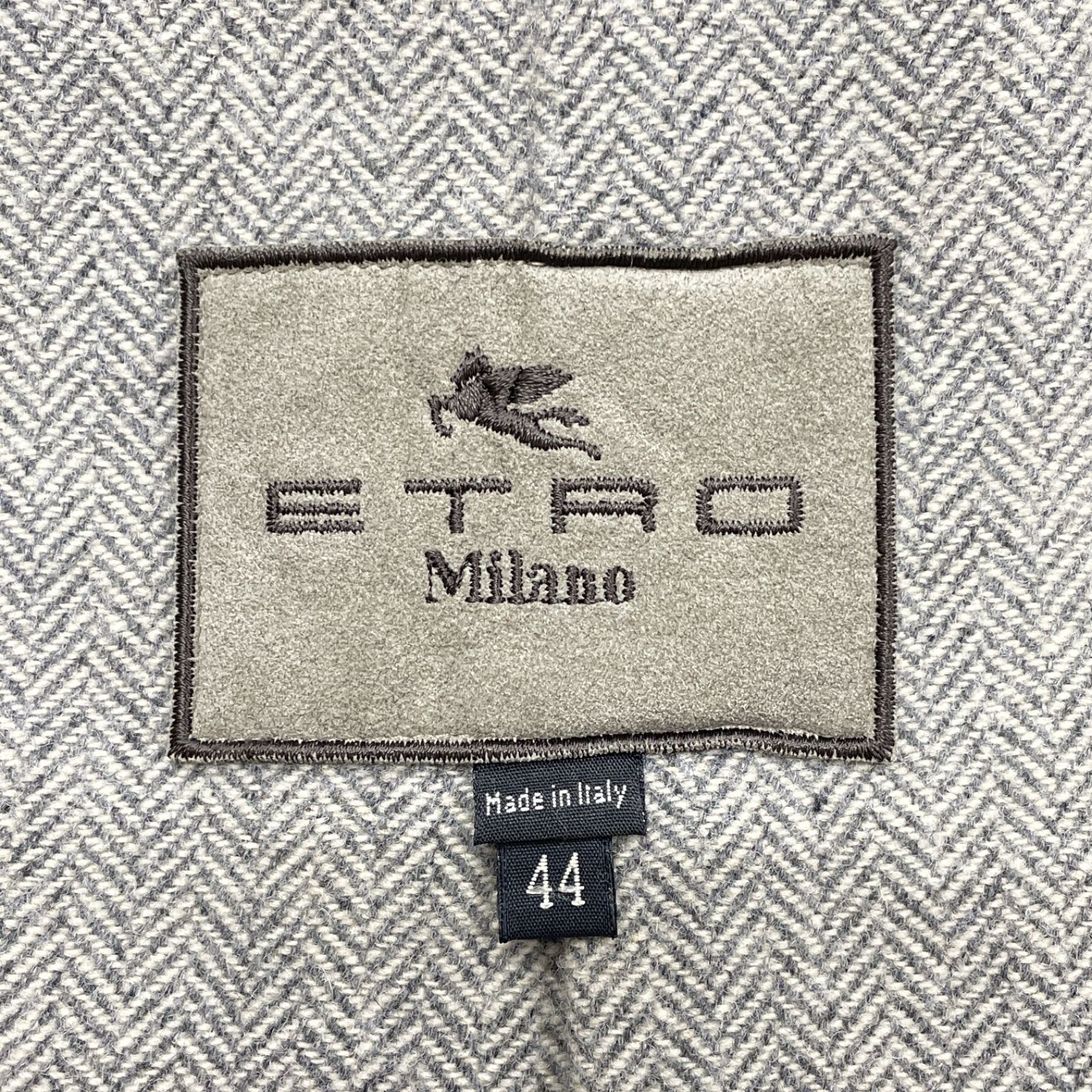 エトロ　ロングコート　刺繍　ヘリンボーン柄　トリミング　ウール　イタリア製　L ETRO エトロ ロングコート ペイズリー柄 花柄 ストライプ切替 中綿