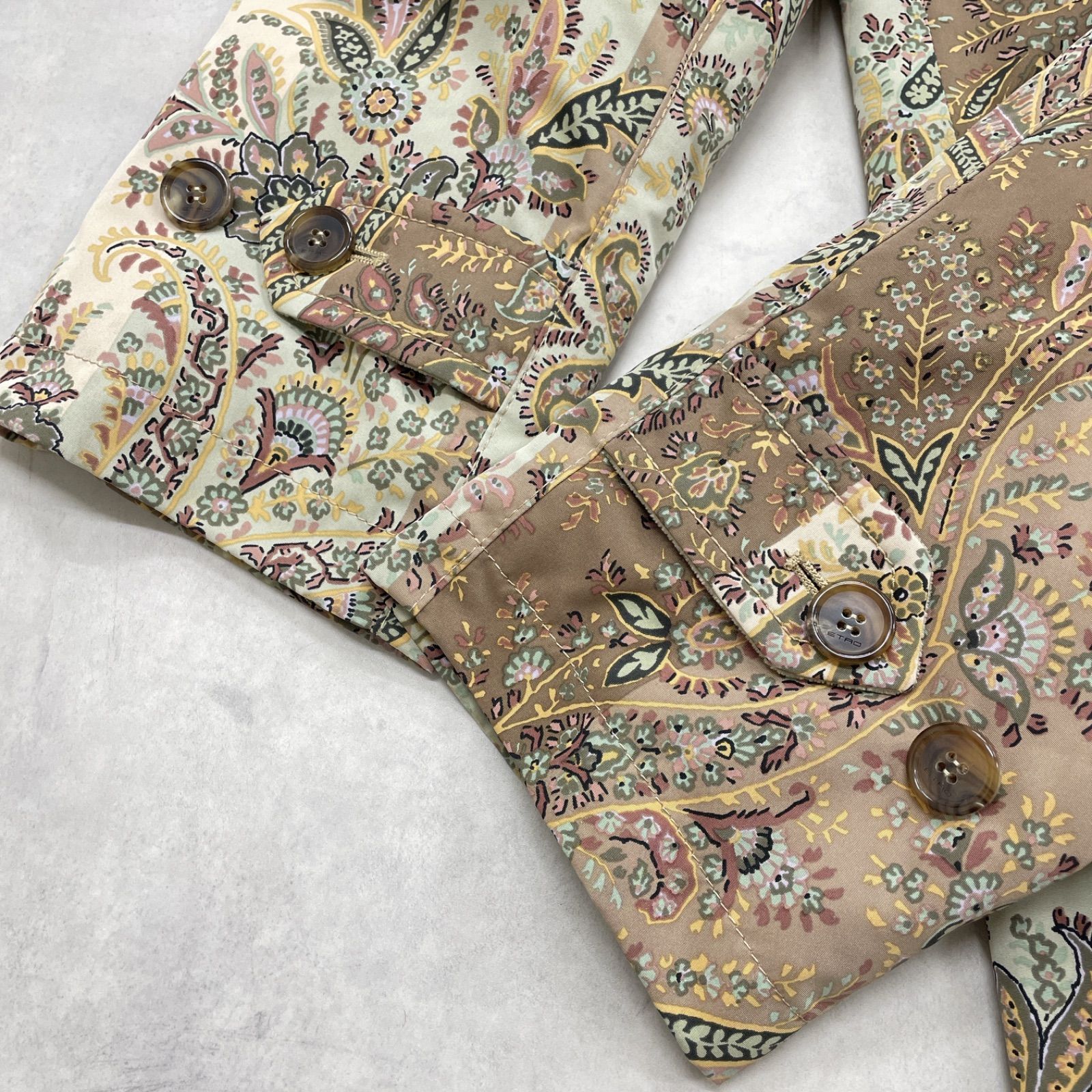 ETRO エトロ ロングコート ペイズリー柄 花柄 ストライプ切替 中綿