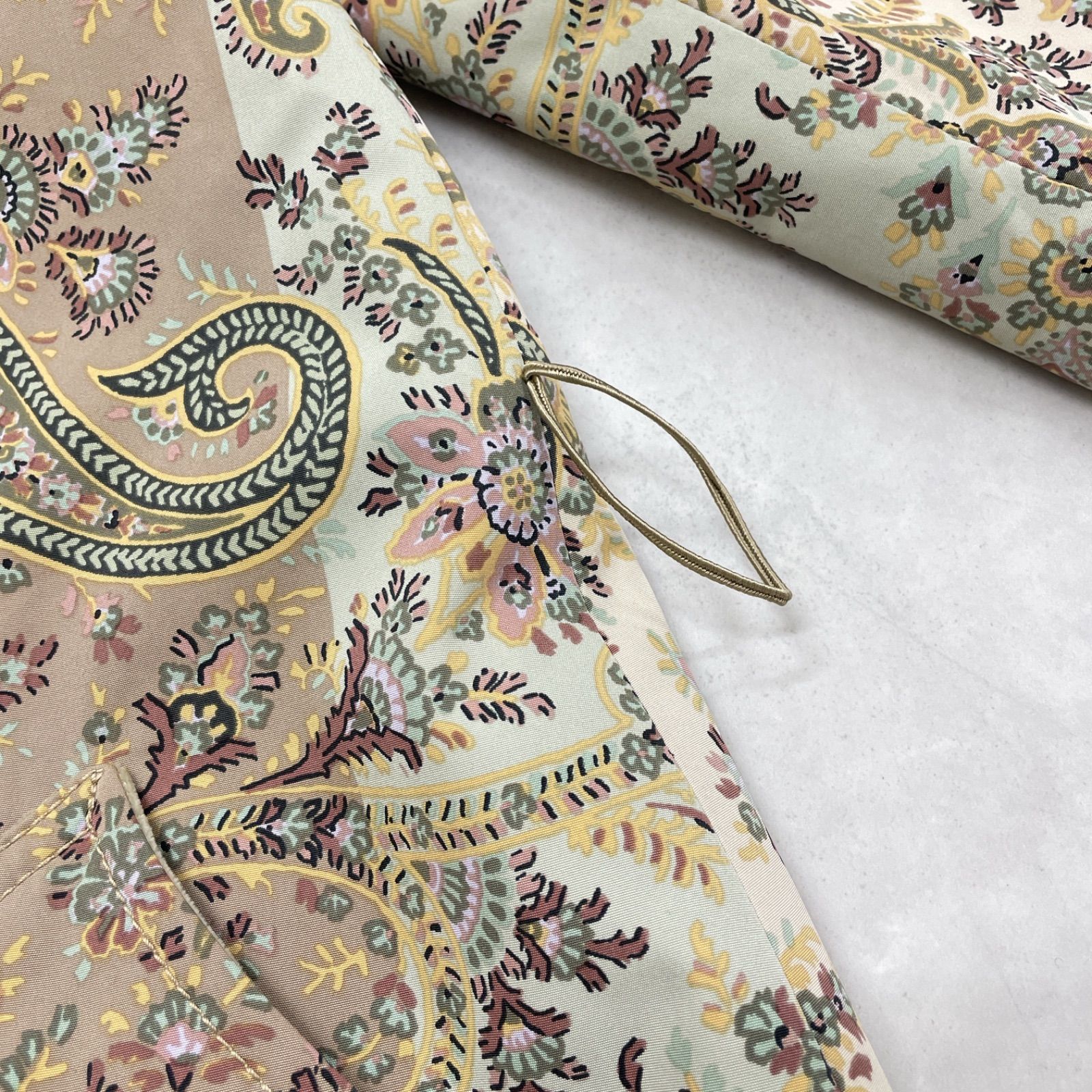 ETRO エトロ ロングコート ペイズリー柄 花柄 ストライプ切替 中綿