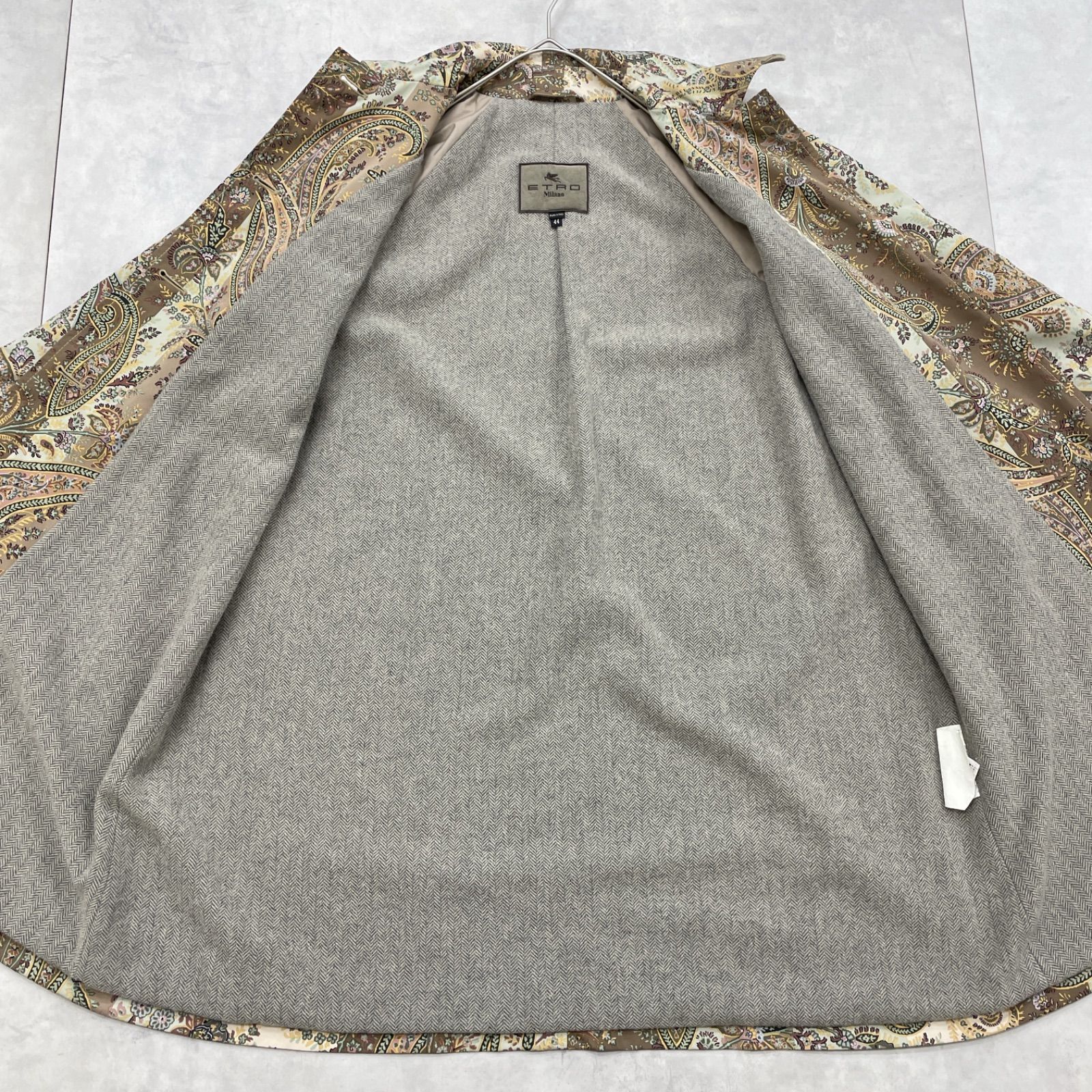 ETRO エトロ ロングコート ペイズリー柄 花柄 ストライプ切替 中綿