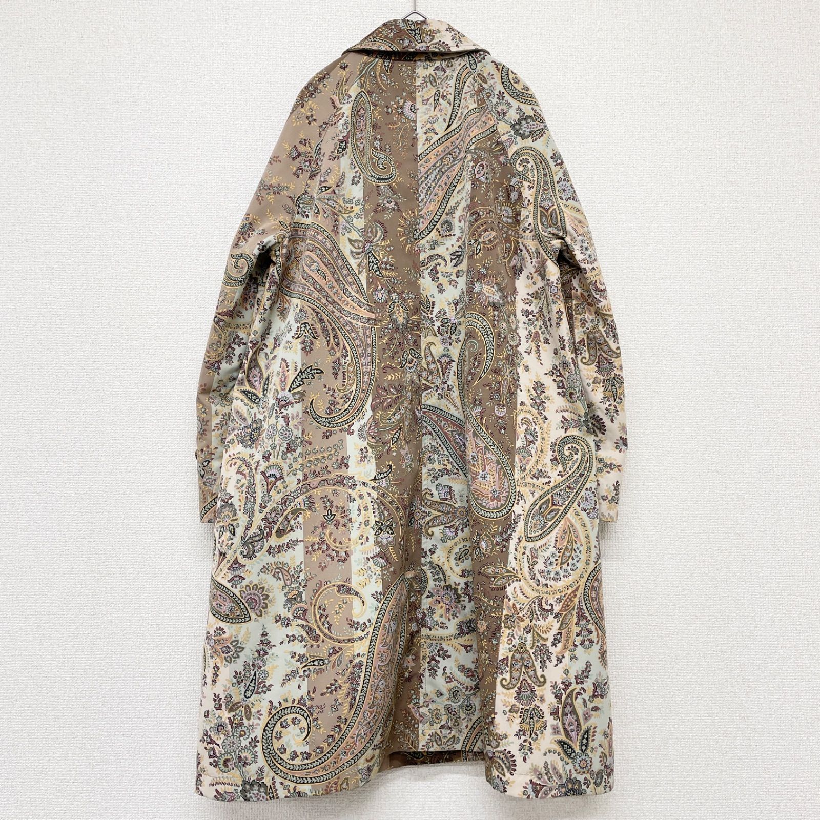 エトロ　ロングコート　刺繍　ヘリンボーン柄　トリミング　ウール　イタリア製　L ETRO エトロ ロングコート ペイズリー柄 花柄 ストライプ切替 中綿