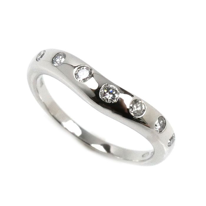 BVLGARI ブルガリ Pt 950プラチナ コロナ ウェディング 7 P ダイヤ リング 指輪 ダイヤモンド 9号 4.0 g レディース