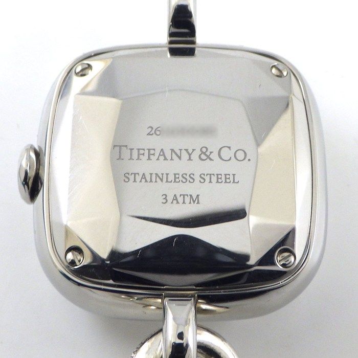 ティファニー Tiffany &amp; Co. 腕時計 ハードウェアウォッチ 74849814 ダイヤラグ スクエア ピンクシェル文字盤 チェーンブレスレット SS SV925 クオーツアナログ 【中古】 ティファニー Tiffany & Co. 腕時計 ハードウェアウォッチ 74849814