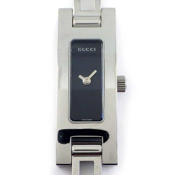 グッチ GUCCI 腕時計 バングルウォッチ 3900 L レクタンギュラー ブラック文字盤 SS クオーツアナログ