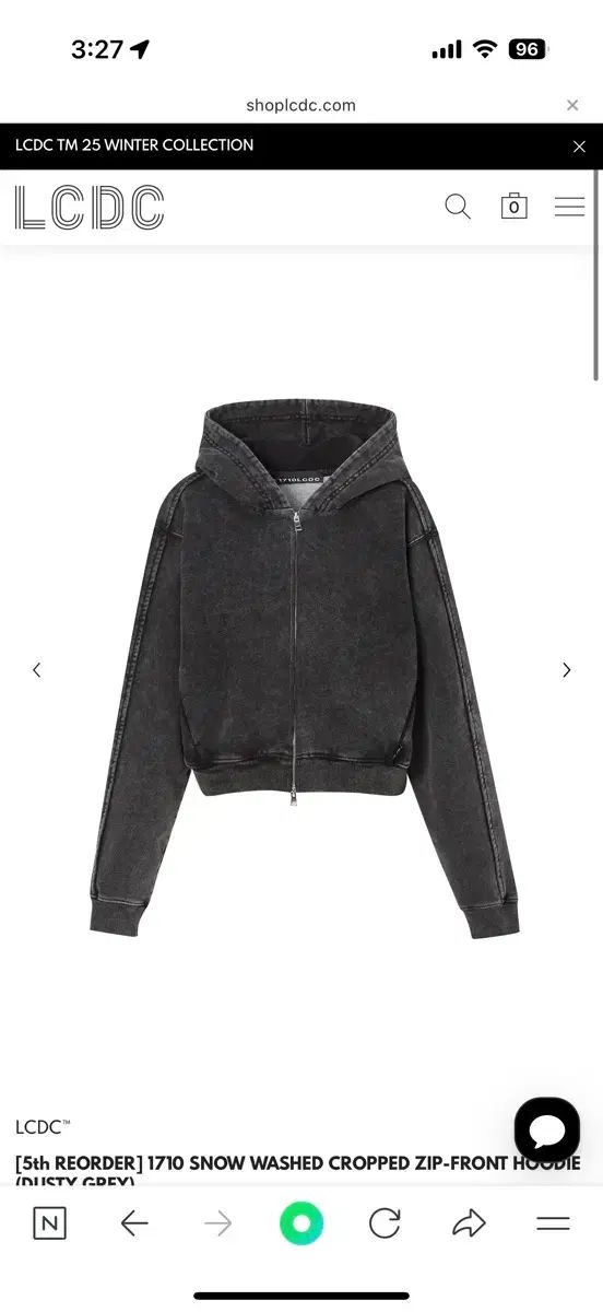 LCDC SNOW WASHED CROPPED ZIP-FRONT HOODI パーカー トップス レディース